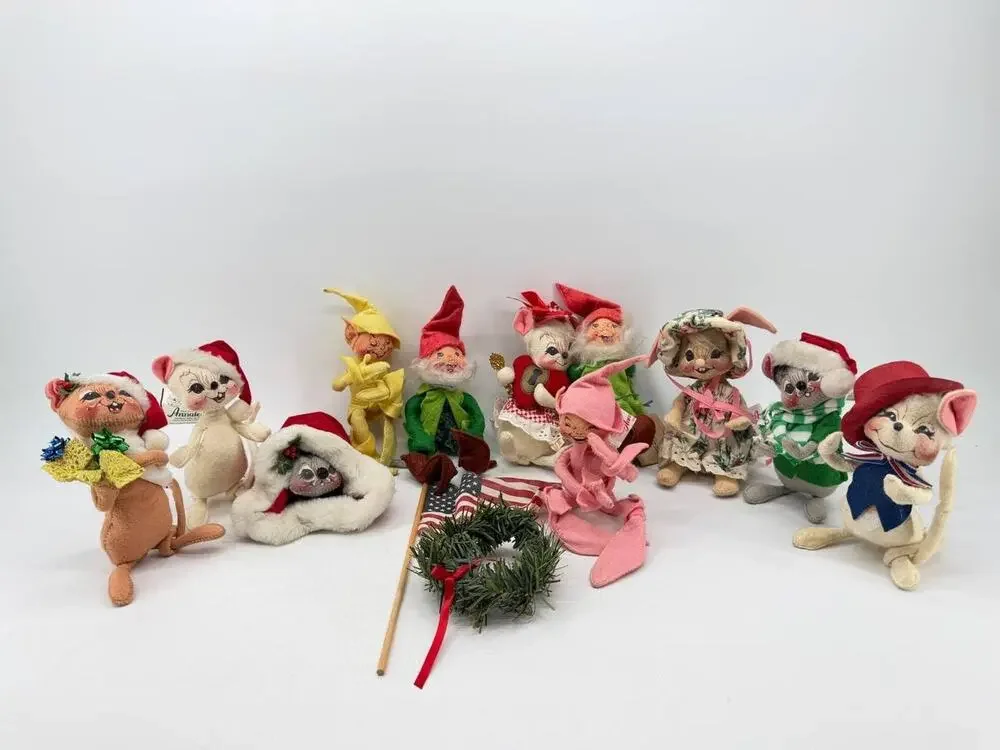 Vintage Annalee Dolls Mixed Holiday Mouse Elf Lot 1990 1991 1993 2002